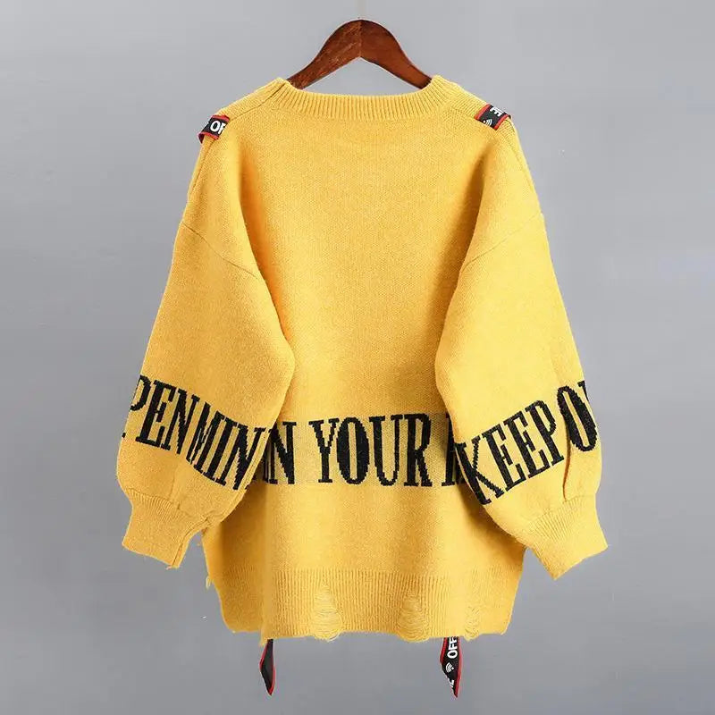 Letter Spliced Sweater