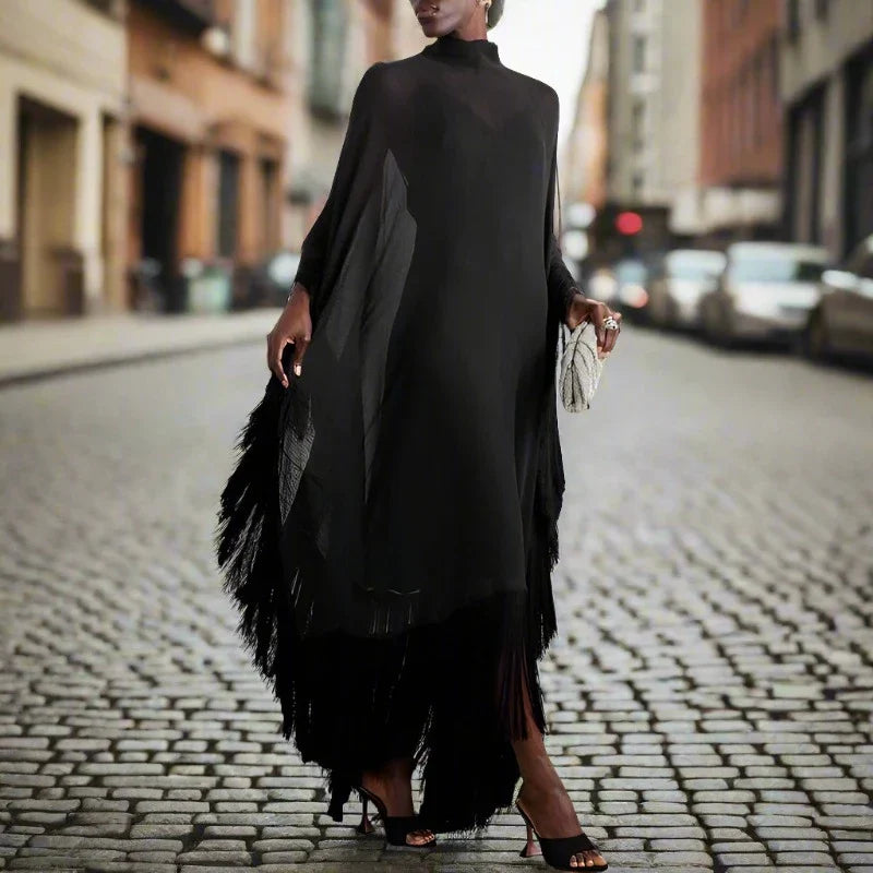 Sheer Elegant Tassel Adorned Dress