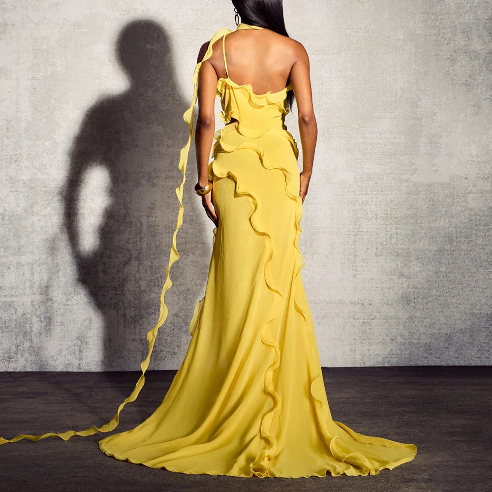 Solid Spliced Slim Backless Dress