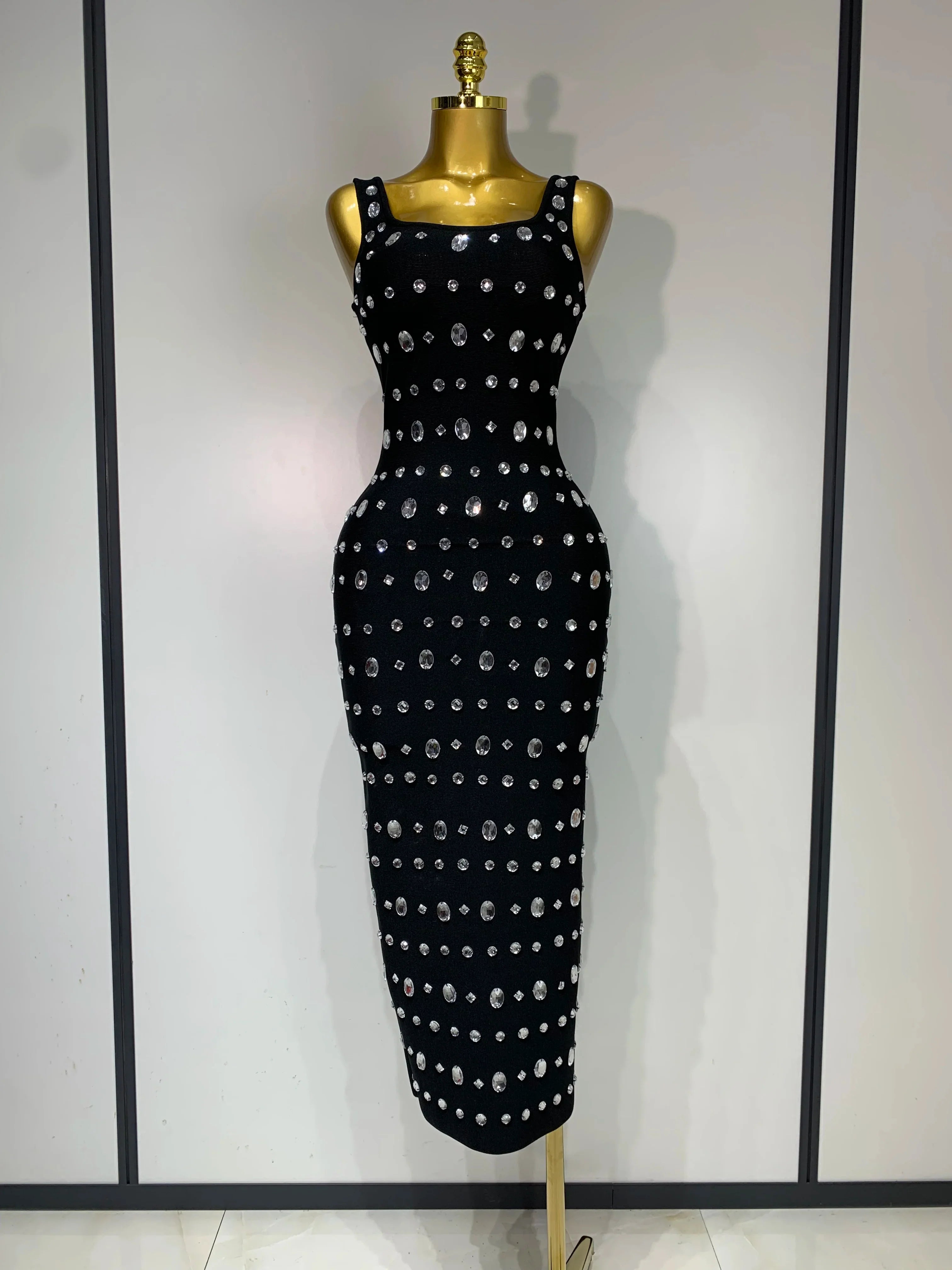 Rhinestone Bodycon Maxi Dress