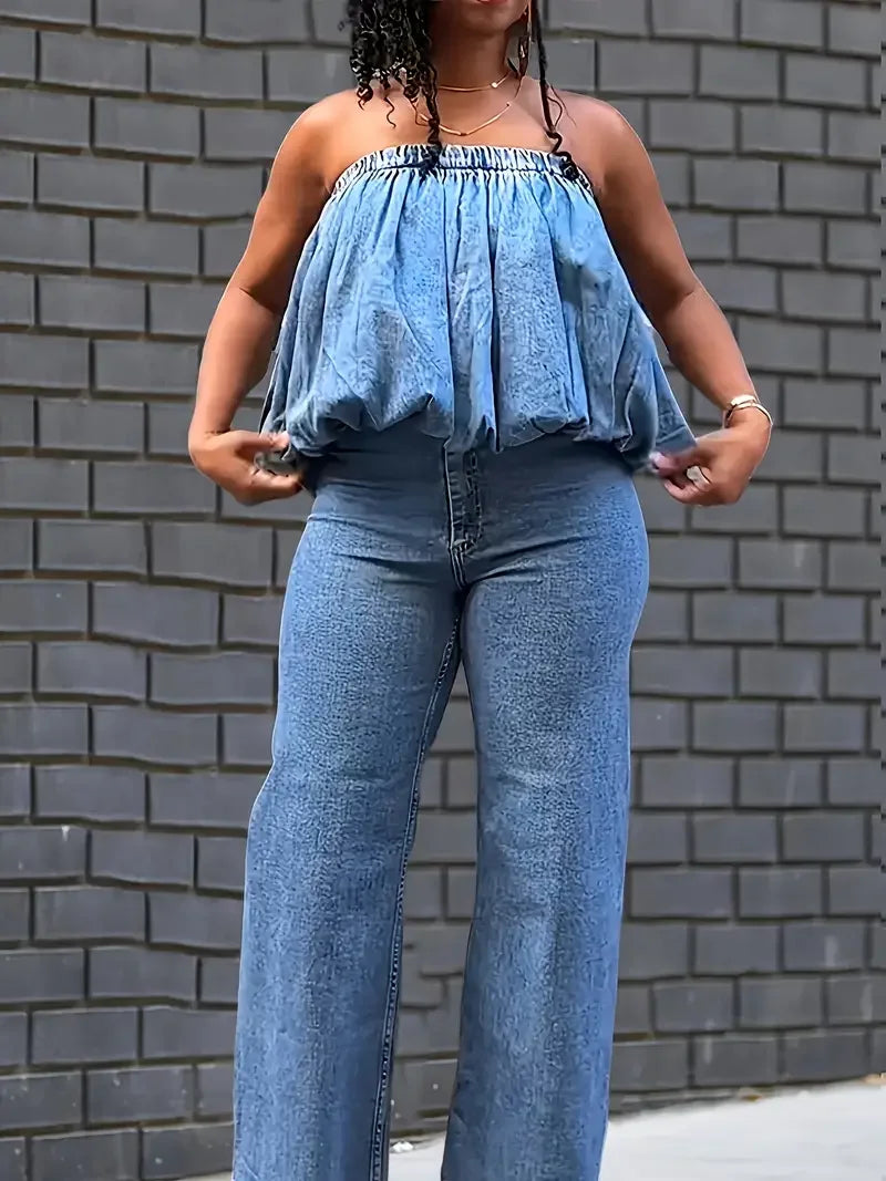 Denim Bandeau Top