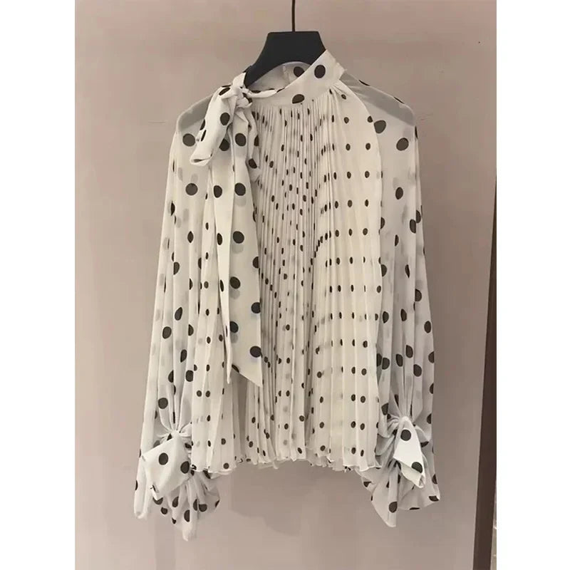 Lightweight Elegant Polka Dot Chiffon Blouse