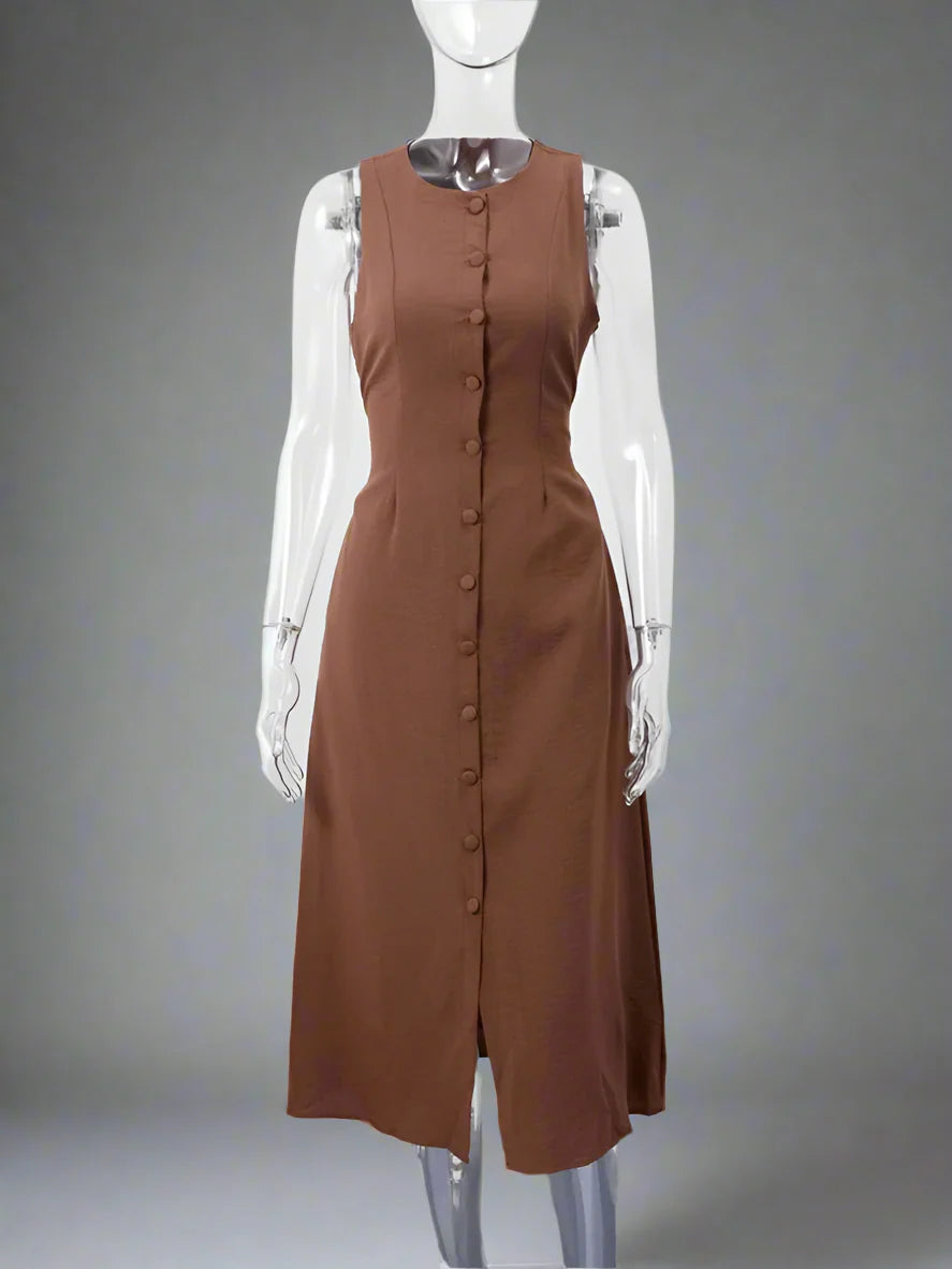 Elegant Sleeveless O-Neck Long Dress