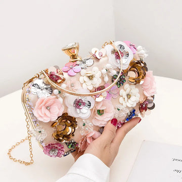 Diamonds Floral Embroidery HandBag
