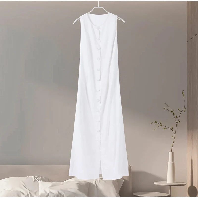 Elegant Sleeveless O-Neck Long Dress