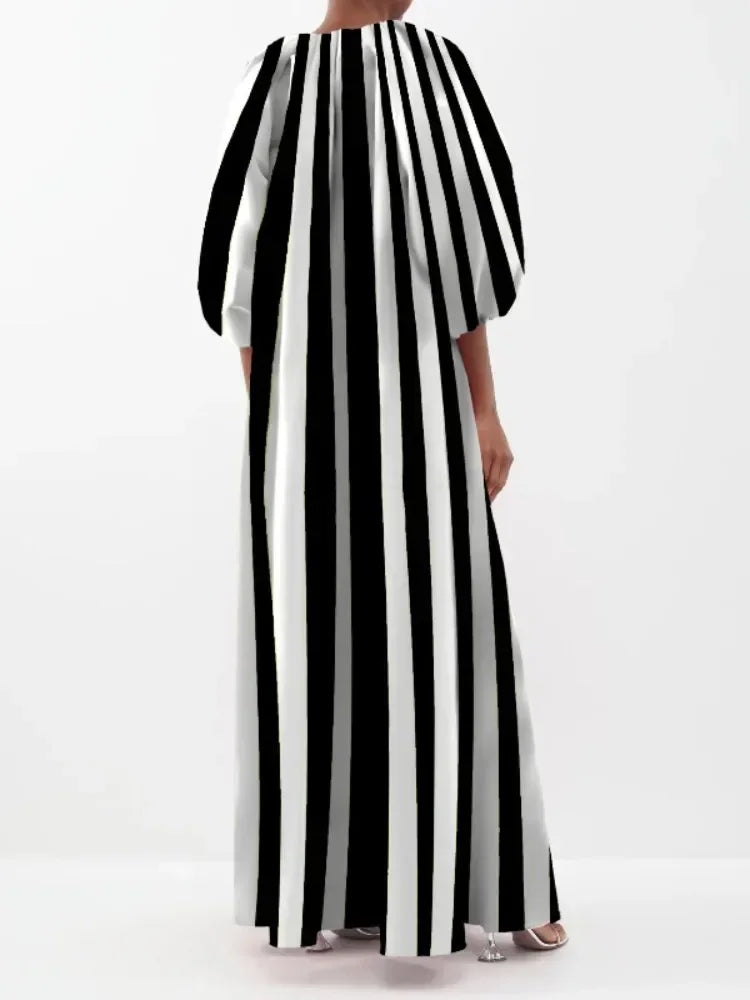 Striped V-Neck Maxi Dress