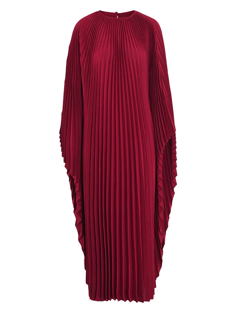 Elegant Pleated Batwing Dress for Women