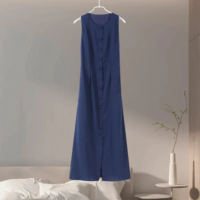 Elegant Sleeveless O-Neck Long Dress