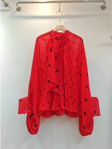 Lightweight Elegant Polka Dot Chiffon Blouse