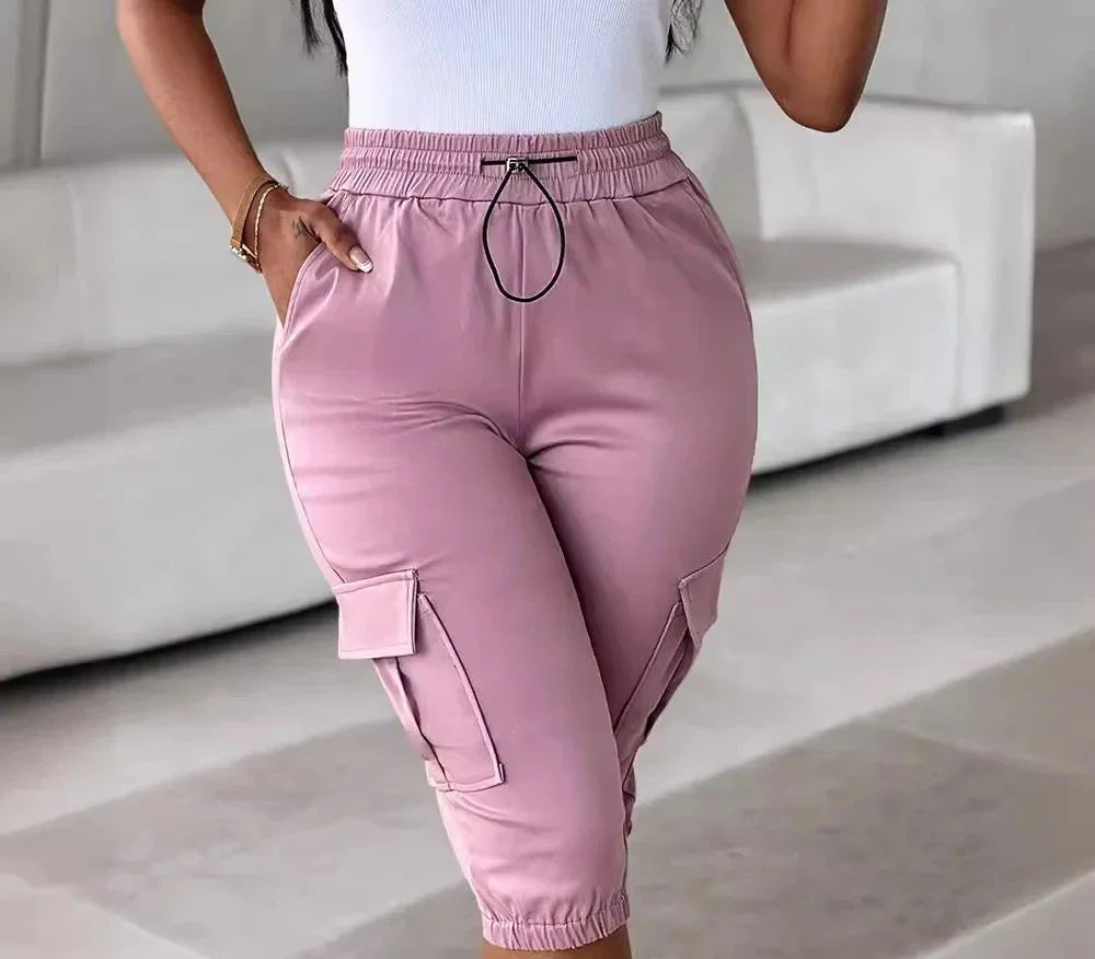 Capri Solid Cargo Pants |Casual & Functional Everyday Pants