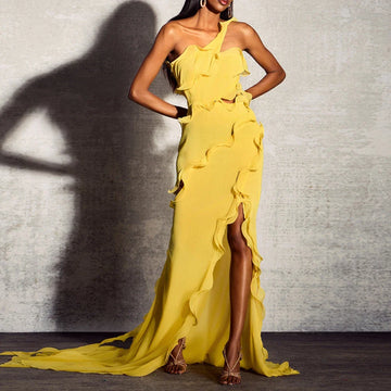 Solid Spliced Slim Backless Dress