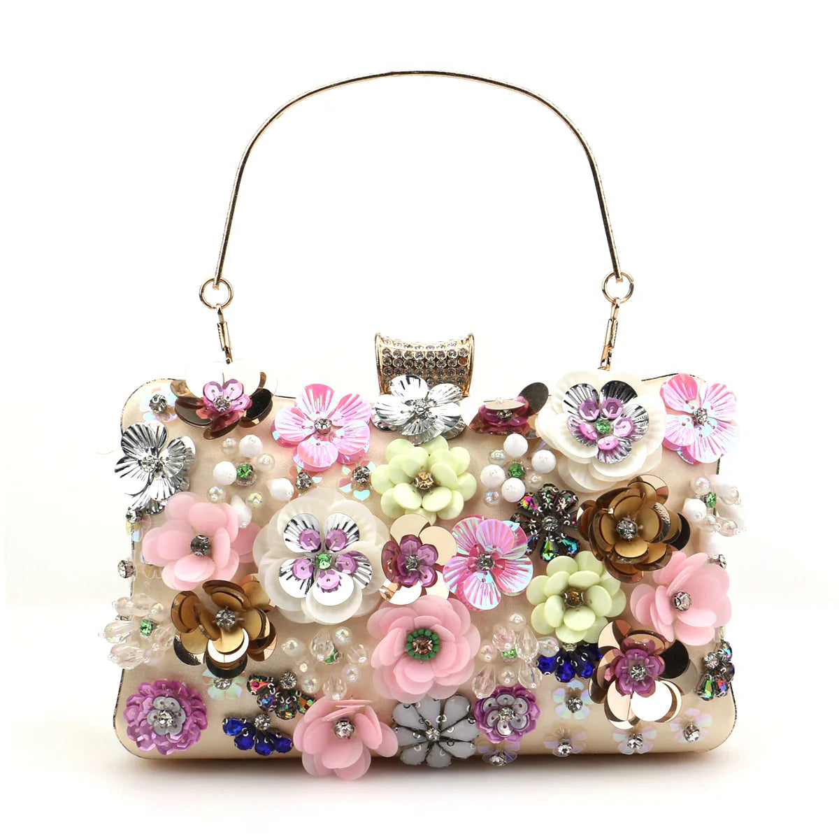 Diamonds Floral Embroidery HandBag