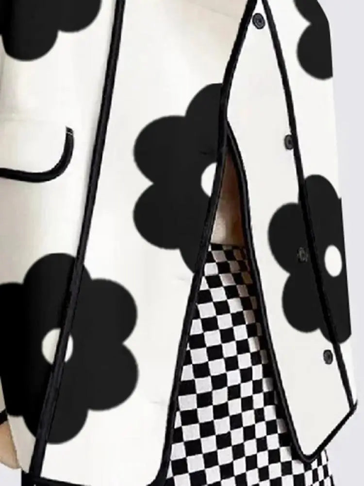Black Flower Print Jacket | Elegant Women¡¯s Floral Coat