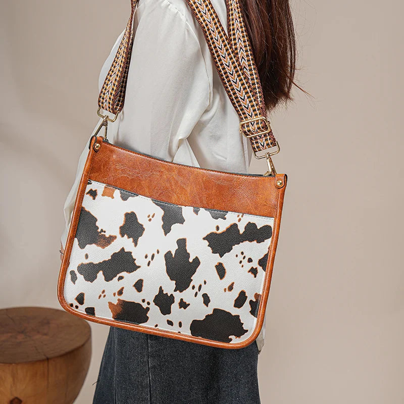 Casual Cow Print Crossbody Bag for Women