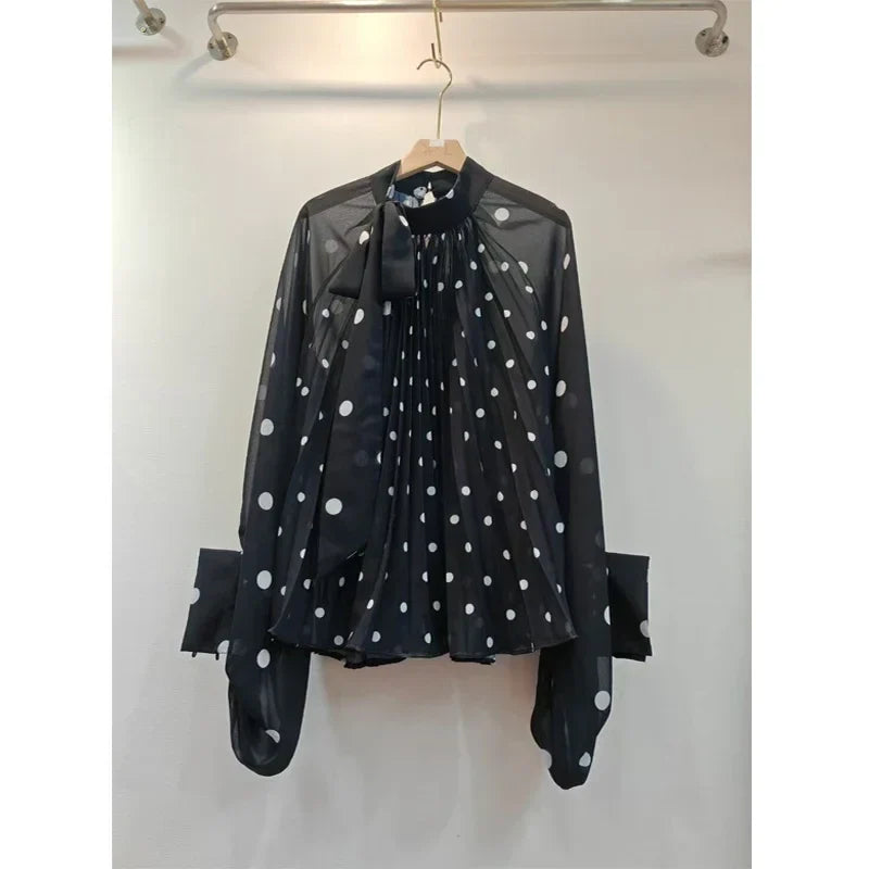 Lightweight Elegant Polka Dot Chiffon Blouse