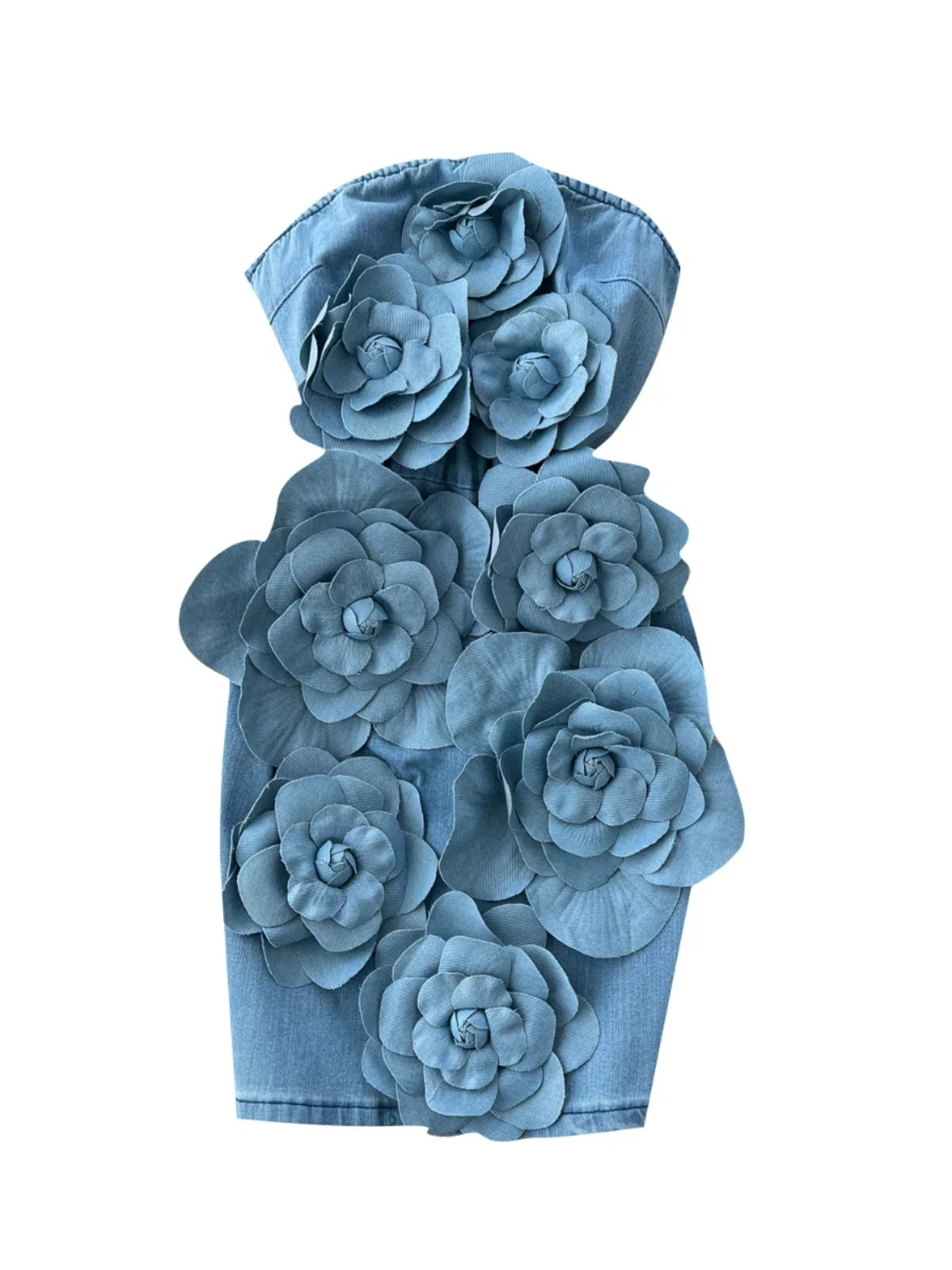 3D Flower Denim Mini Dress