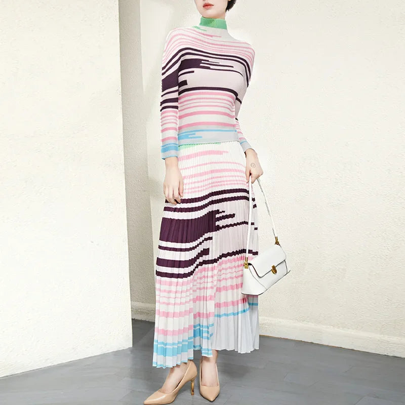 Miyake Laurel High-End Pleated Stretch Dress