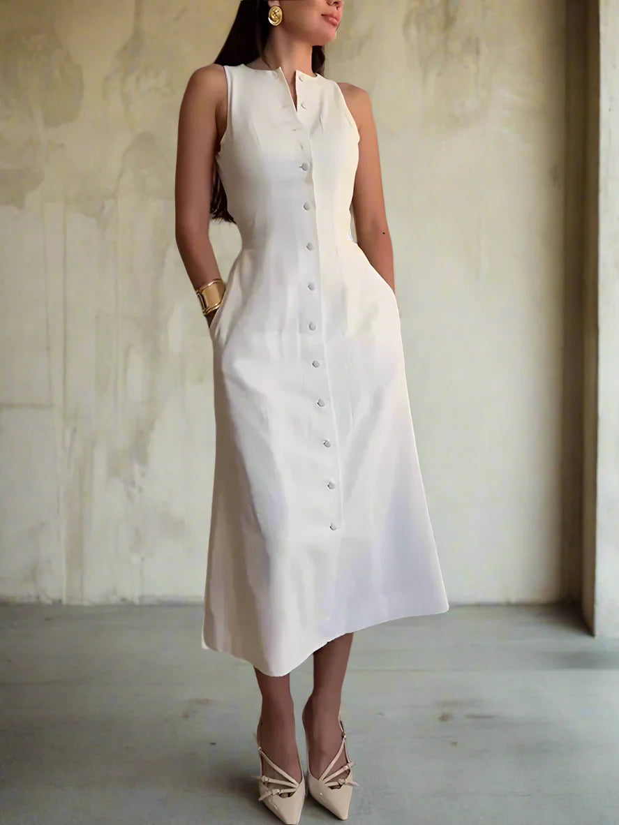 Elegant Sleeveless O-Neck Long Dress