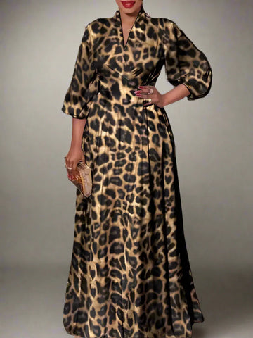 Women¡¯s Long Flowy Animal Print Dress