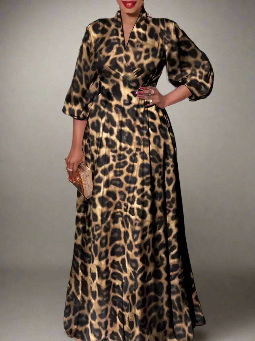 Women¡¯s Long Flowy Animal Print Dress