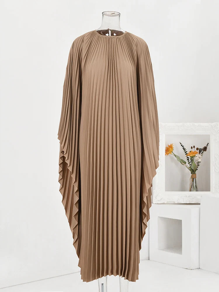 Elegant Pleated Batwing Dress for Women