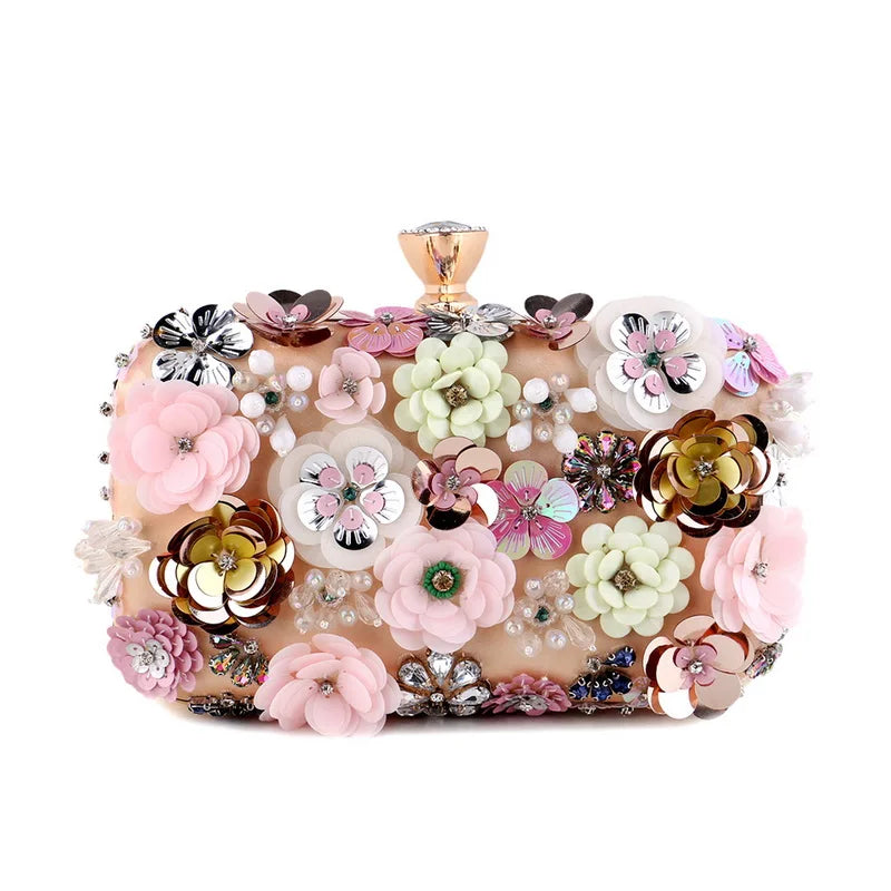 Diamonds Floral Embroidery HandBag