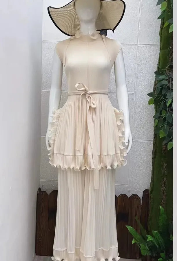 Elegant Ruffles Sleeveless Stretch Dress