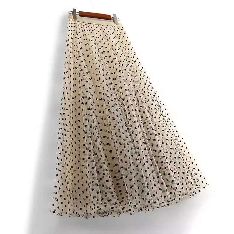 Midi & Ankle-Length Tulle Polka Dot Skirt