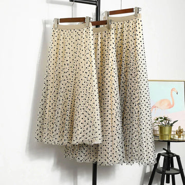 Midi & Ankle-Length Tulle Polka Dot Skirt