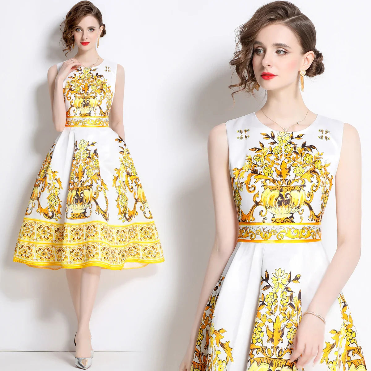 Vestidos Floral Printed Midi Dress