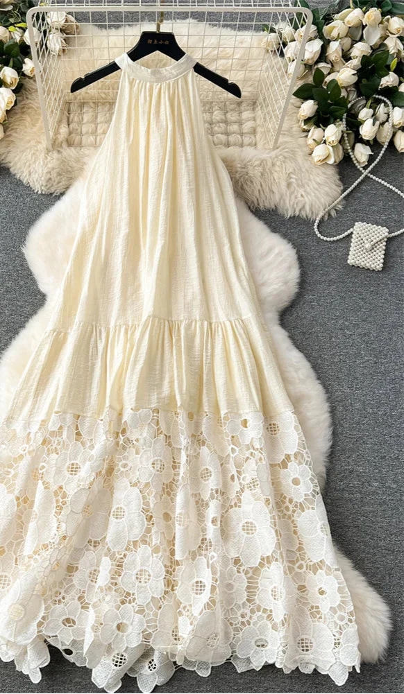 Lace Embroidery Sleeveless Dress