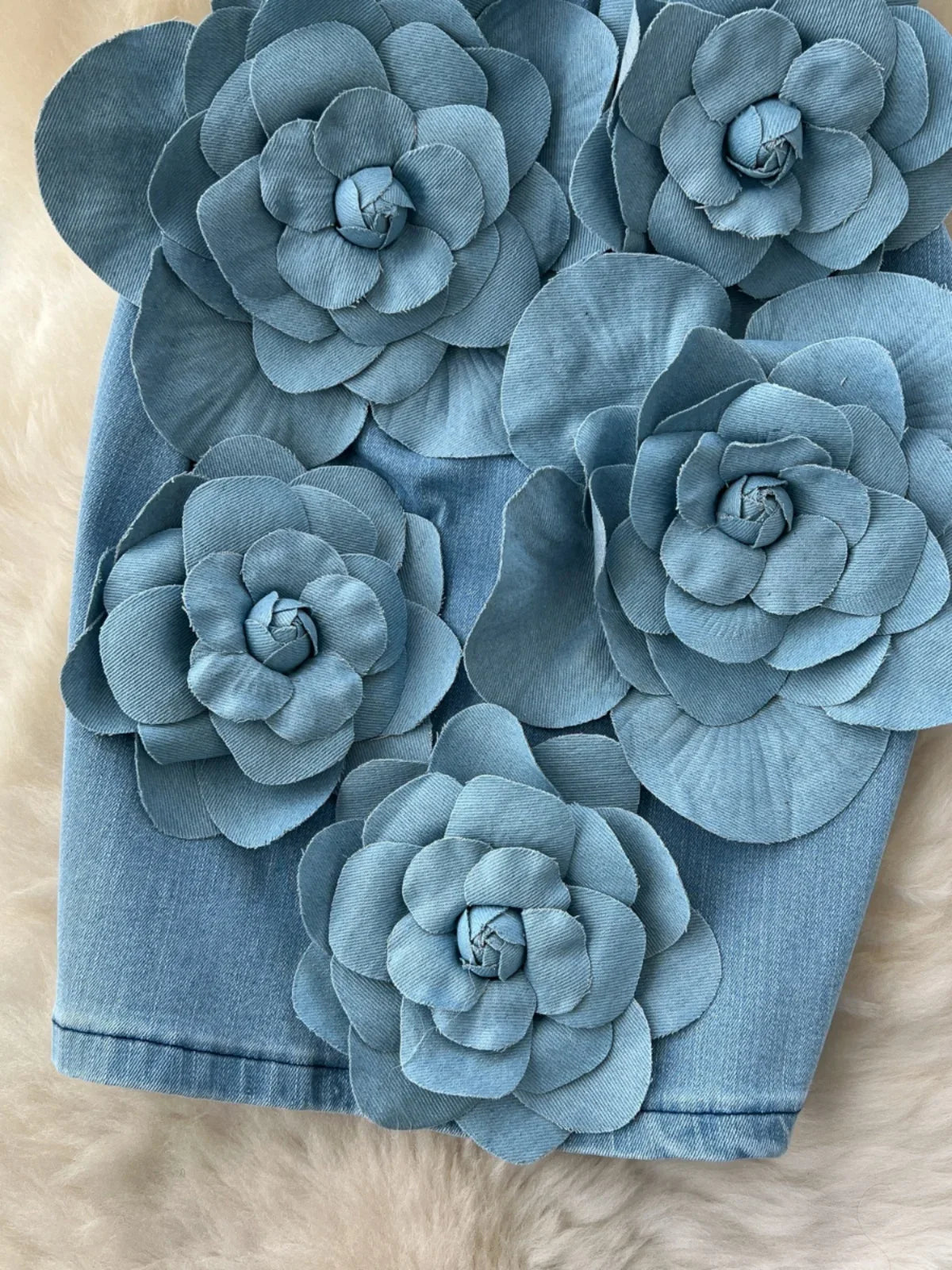 3D Flower Denim Mini Dress