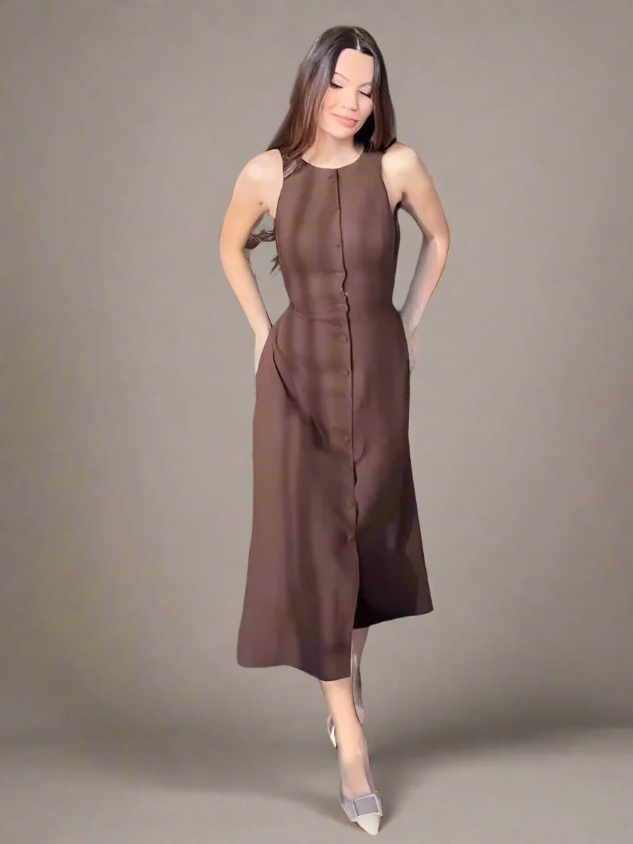 Elegant Sleeveless O-Neck Long Dress