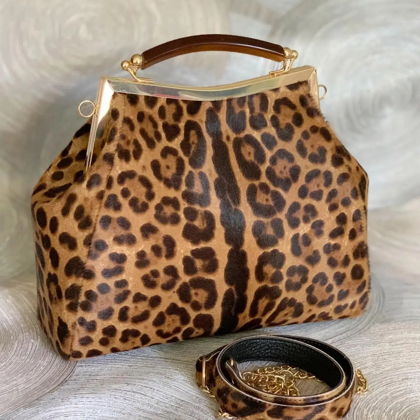 Vintage Leather Leopard Bag