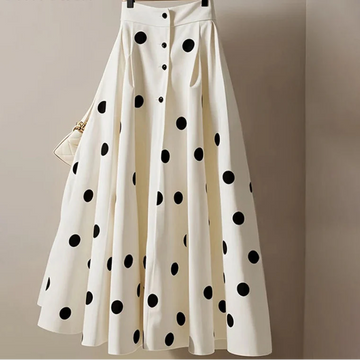White High Waist A-line Polka Dot Skirt