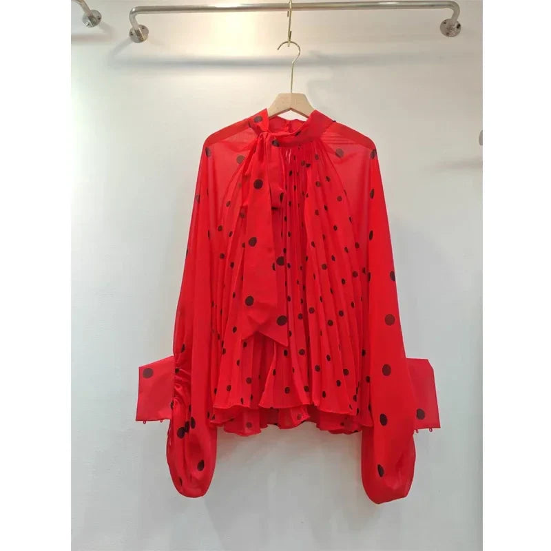 Lightweight Elegant Polka Dot Chiffon Blouse