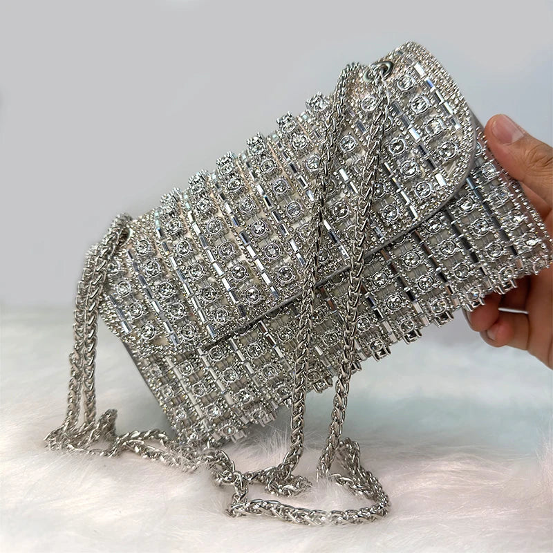 Crystal Embellished Handbag| Stylish Party Purse for Women