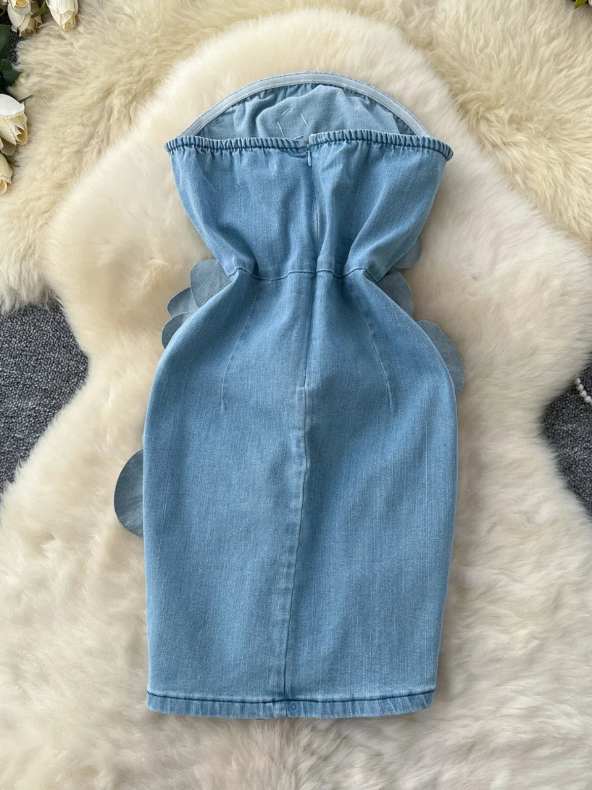 3D Flower Denim Mini Dress