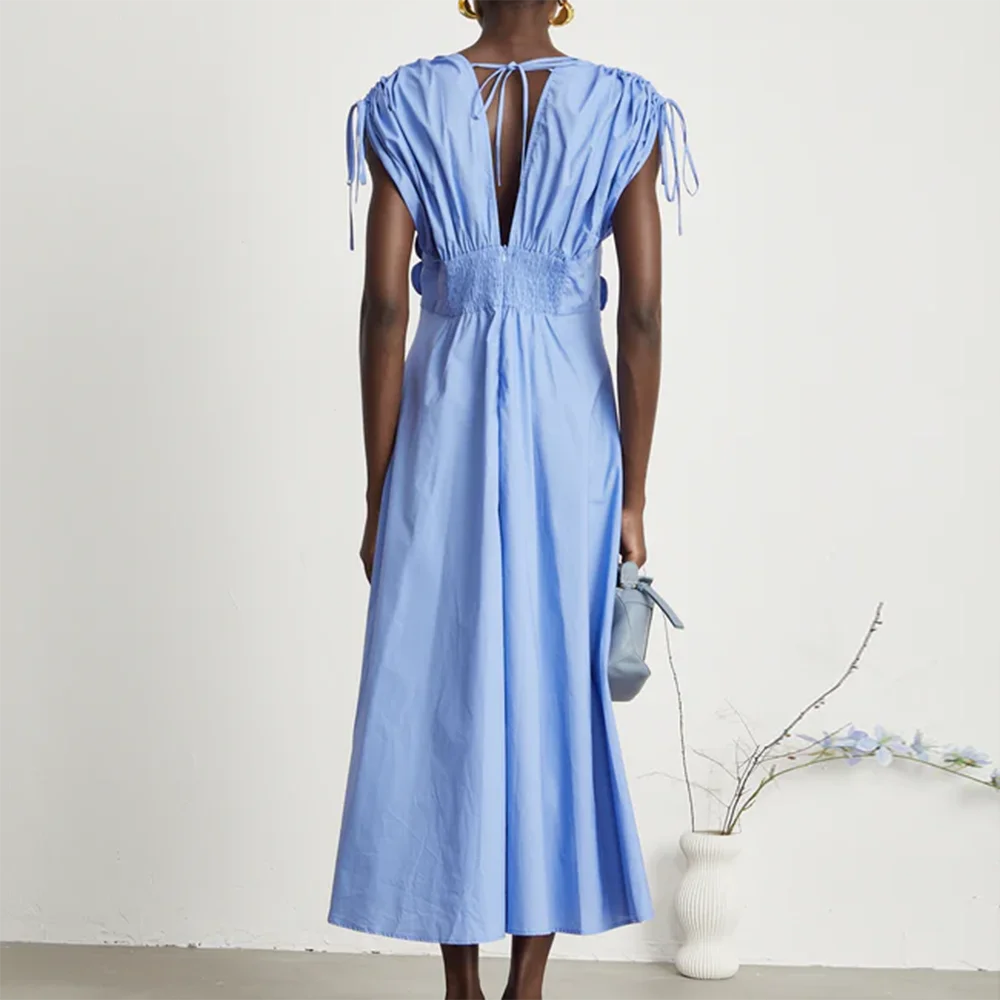 Spliced Bodice Floral Applique Spring Dress