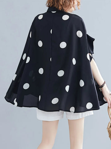 Short Sleeve Polka Dot Swing Blouse
