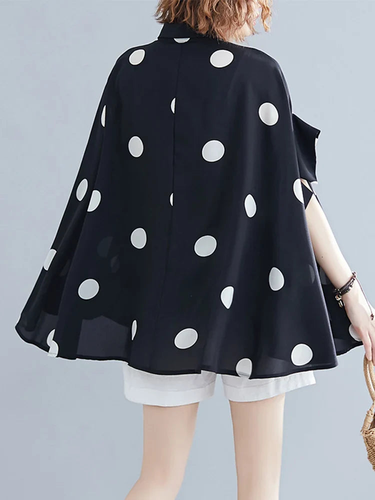 Short Sleeve Polka Dot Swing Blouse