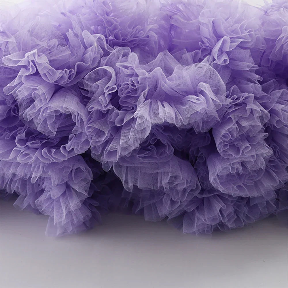 Long Mesh Layered Tulle Skirt