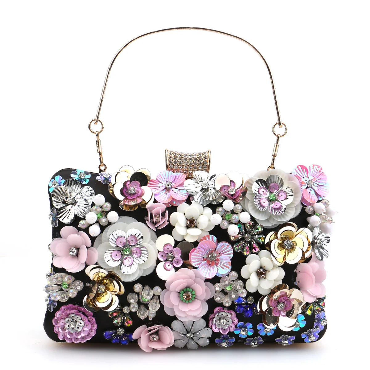 Diamonds Floral Embroidery HandBag