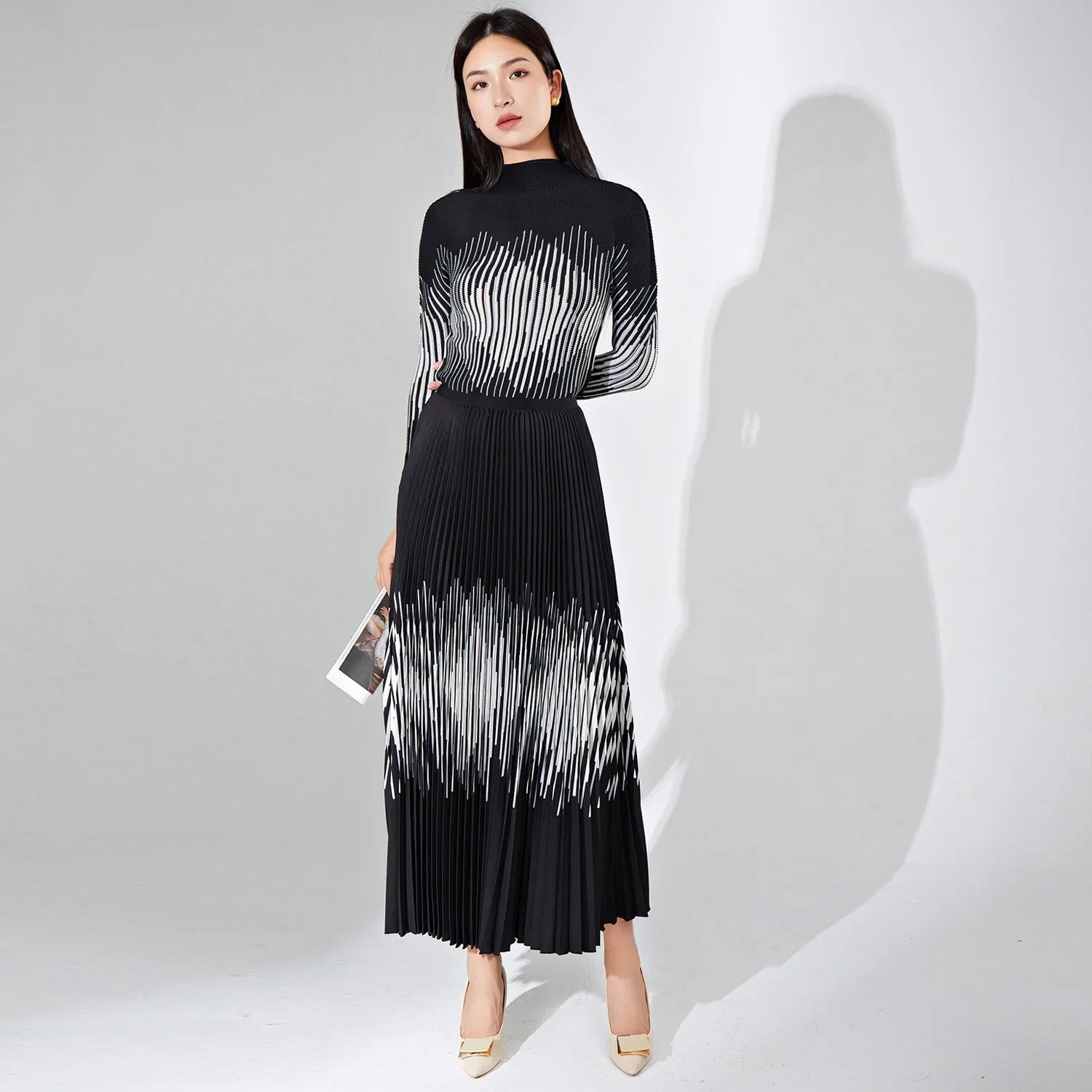 Lanrem Striped Pleated Two-Piece Set