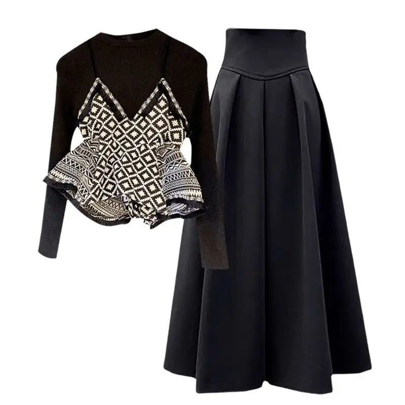 Elegant Mid-Calf Dress & Elastic Waist Pants