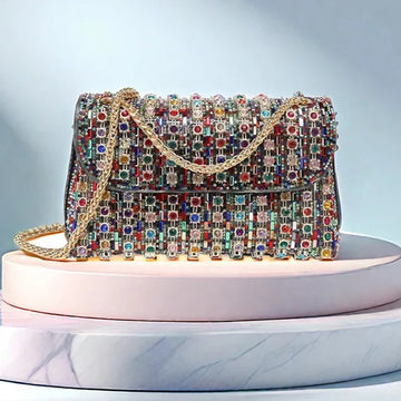 Crystal Embellished Handbag| Stylish Party Purse for Women