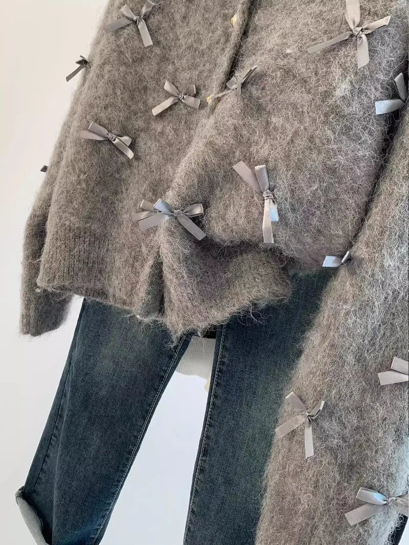 Grey Bow Sweater