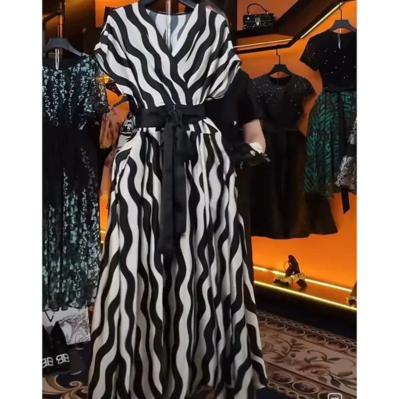 Zaria Stripe Print High Waist Dress for Women