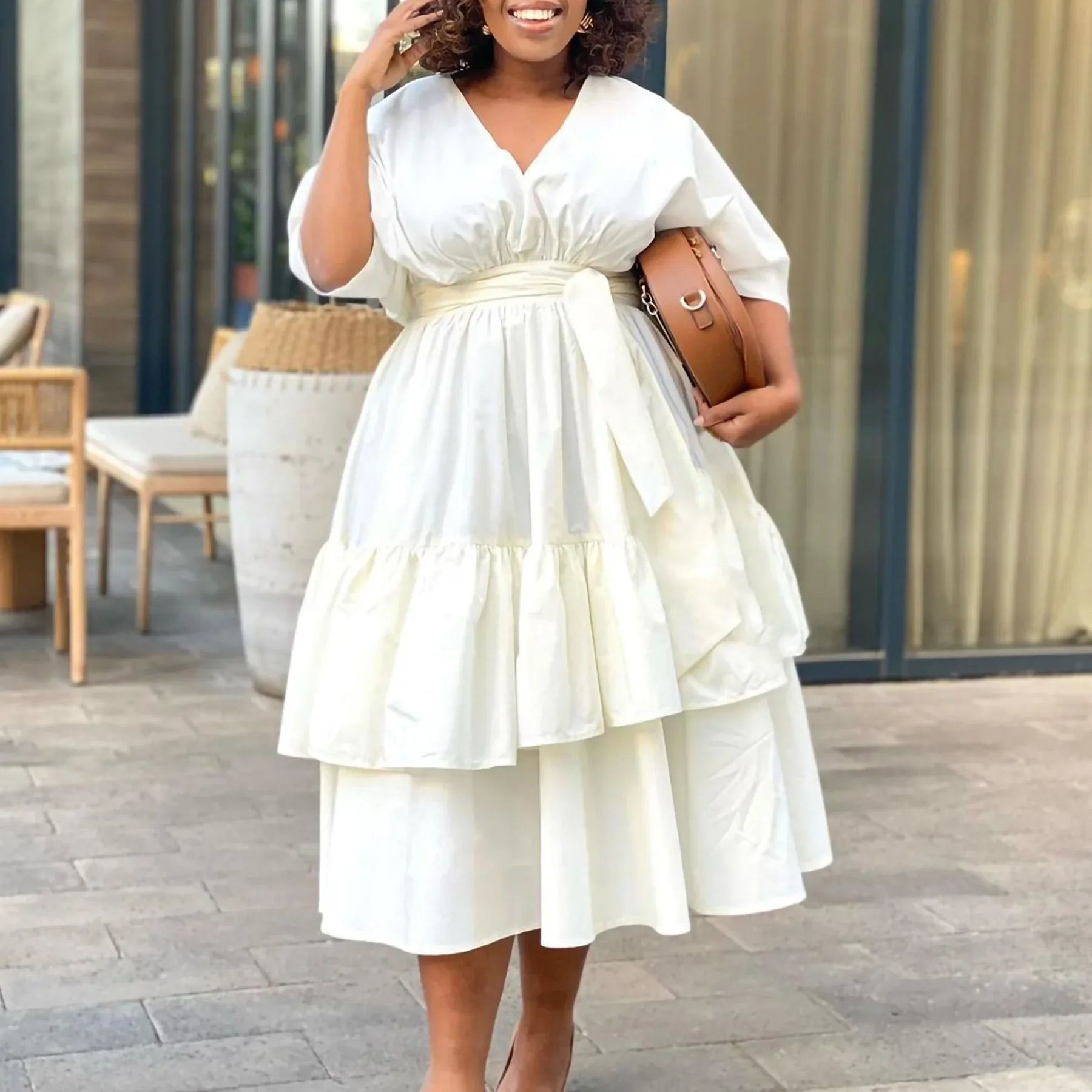 Elegant Tiered Ruffled Midi Dress