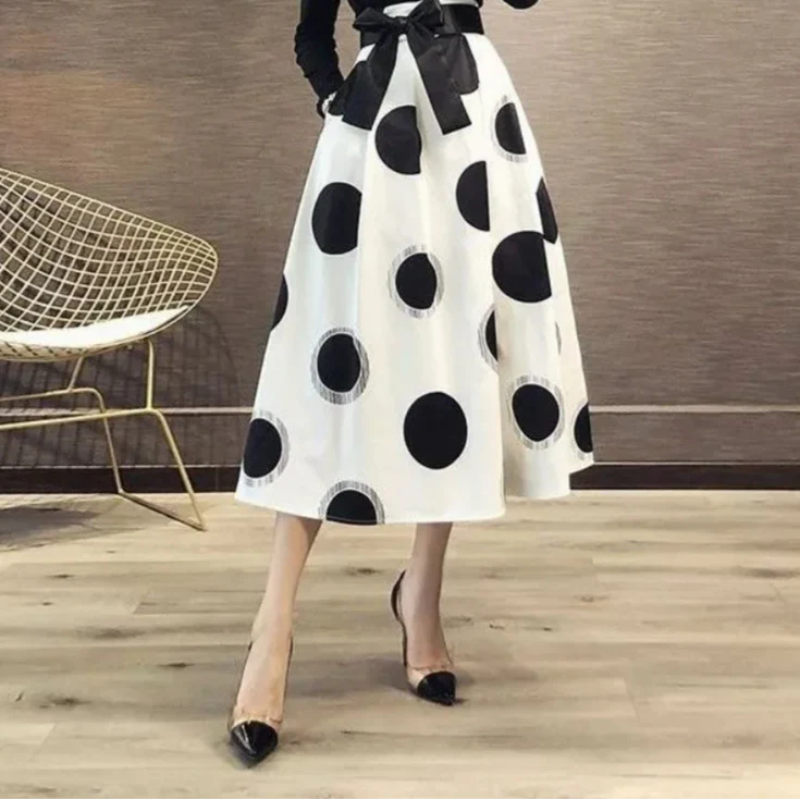 Polka Dot Skirt with Satin waist Tie